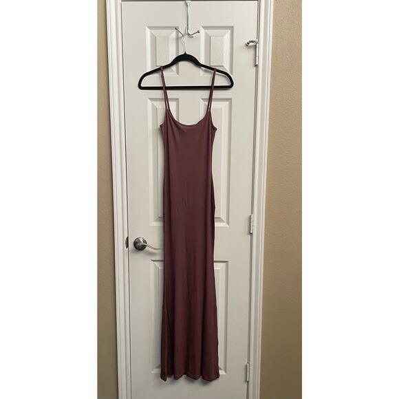Reoria Long Slip Maxi Dress M Brown – Minimalist, Coquette, Y2K, Casual - Picture 2 of 4